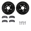 8512-76057 Drilled/Slotted Brake Rotors w/5000 Advanced Brake Pads Kit & Hardware [Black], 1997-1999 Lexus/Toyota/Scion, Positio - image 1