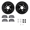 8512-76059 Drilled/Slotted Brake Rotors w/5000 Advanced Brake Pads Kit & Hardware [Black], 2000-2001 Lexus/Toyota/Scion, Positio - image 1