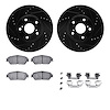 8512-76061 Drilled/Slotted Brake Rotors w/5000 Advanced Brake Pads Kit & Hardware [Black], 2003-2006 Lexus/Toyota/Scion, Positio - image 1