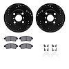 8512-76064 Drilled/Slotted Brake Rotors w/5000 Advanced Brake Pads Kit & Hardware [Black], 1993-1997 Multiple Makes/Models, Posi - image 1