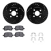 8512-76065 Drilled/Slotted Brake Rotors w/5000 Advanced Brake Pads Kit & Hardware [Black], 1998-2002 Multiple Makes/Models, Posi - image 1