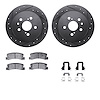 8512-76069 Drilled/Slotted Brake Rotors w/5000 Advanced Brake Pads Kit & Hardware [Black], 1994-1995 Lexus/Toyota/Scion, Positio