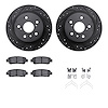 8512-76071 Drilled/Slotted Brake Rotors w/5000 Advanced Brake Pads Kit & Hardware [Black], 1995-1999 Lexus/Toyota/Scion, Positio - image 1