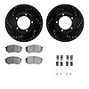8512-76072 Drilled/Slotted Brake Rotors w/5000 Advanced Brake Pads Kit & Hardware [Black], 1989-1995 Lexus/Toyota/Scion, Positio - image 1