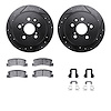 8512-76075 Drilled/Slotted Brake Rotors w/5000 Advanced Brake Pads Kit & Hardware [Black], 1996-1997 Lexus/Toyota/Scion, Positio - image 1