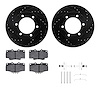 8512-76076 Drilled/Slotted Brake Rotors w/5000 Advanced Brake Pads Kit & Hardware [Black], 1995-2004 Lexus/Toyota/Scion, Positio - image 1