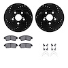 8512-76079 Drilled/Slotted Brake Rotors w/5000 Advanced Brake Pads Kit & Hardware [Black], 1994-1997 Lexus/Toyota/Scion, Positio - image 1