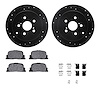 8512-76085 Drilled/Slotted Brake Rotors w/5000 Advanced Brake Pads Kit & Hardware [Black], 2005-2010 Lexus/Toyota/Scion, Positio - image 1