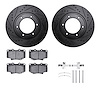 8512-76087 Drilled/Slotted Brake Rotors w/5000 Advanced Brake Pads Kit & Hardware [Black], 1993-1997 Lexus/Toyota/Scion, Positio - image 1