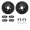 8512-76090 Drilled/Slotted Brake Rotors w/5000 Advanced Brake Pads Kit & Hardware [Black], 2000-2005 Lexus/Toyota/Scion, Positio - image 1