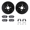 8512-76095 Drilled/Slotted Brake Rotors w/5000 Advanced Brake Pads Kit & Hardware [Black], 2001-2003 Lexus/Toyota/Scion, Positio