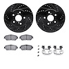 8512-76107 Drilled/Slotted Brake Rotors w/5000 Advanced Brake Pads Kit & Hardware [Black], 2002-2006 Lexus/Toyota/Scion, Positio - image 1