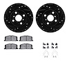 8512-76109 Drilled/Slotted Brake Rotors w/5000 Advanced Brake Pads Kit & Hardware [Black], 1987-1992 Multiple Makes/Models, Posi - image 1
