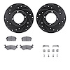 8512-76111 Drilled/Slotted Brake Rotors w/5000 Advanced Brake Pads Kit & Hardware [Black], 1980-1982 Lexus/Toyota/Scion, Positio - image 1