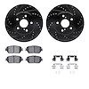 8512-76112 Drilled/Slotted Brake Rotors w/5000 Advanced Brake Pads Kit & Hardware [Black], 2002-2003 Lexus/Toyota/Scion, Positio - image 1