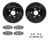 8512-76114 Drilled/Slotted Brake Rotors w/5000 Advanced Brake Pads Kit & Hardware [Black], 2006-2015 Lexus/Toyota/Scion, Positio - image 1