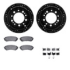 8512-76116 Drilled/Slotted Brake Rotors w/5000 Advanced Brake Pads Kit & Hardware [Black], 1998-2007 Lexus/Toyota/Scion, Positio - image 1