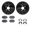 8512-76120 Drilled/Slotted Brake Rotors w/5000 Advanced Brake Pads Kit & Hardware [Black], 2014-2015 Lexus/Toyota/Scion, Positio - image 1