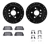 8512-76122 Drilled/Slotted Brake Rotors w/5000 Advanced Brake Pads Kit & Hardware [Black], 2002-2006 Lexus/Toyota/Scion, Positio - image 1