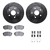 8512-76124 Drilled/Slotted Brake Rotors w/5000 Advanced Brake Pads Kit & Hardware [Black], 1989-1992 Lexus/Toyota/Scion, Positio - image 1