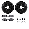 8512-76125 Drilled/Slotted Brake Rotors w/5000 Advanced Brake Pads Kit & Hardware [Black], 2004-2009 Lexus/Toyota/Scion, Positio - image 1