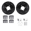 8512-76126 Drilled/Slotted Brake Rotors w/5000 Advanced Brake Pads Kit & Hardware [Black], 1981-1983 Lexus/Toyota/Scion, Positio - image 1