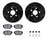8512-76130 Drilled/Slotted Brake Rotors w/5000 Advanced Brake Pads Kit & Hardware [Black], 2001-2005 Lexus/Toyota/Scion, Positio - image 1