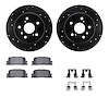 8512-76133 Drilled/Slotted Brake Rotors w/5000 Advanced Brake Pads Kit & Hardware [Black], 2001-2003 Lexus/Toyota/Scion, Positio - image 1