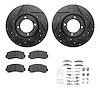 8512-76135 Drilled/Slotted Brake Rotors w/5000 Advanced Brake Pads Kit & Hardware [Black], 1979-1981 Lexus/Toyota/Scion, Positio - image 1