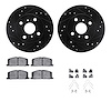 8512-76142 Drilled/Slotted Brake Rotors w/5000 Advanced Brake Pads Kit & Hardware [Black], 1990-1991 Lexus/Toyota/Scion, Positio - image 1