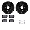 8512-76143 Drilled/Slotted Brake Rotors w/5000 Advanced Brake Pads Kit & Hardware [Black], 2002-2003 Lexus/Toyota/Scion, Positio - image 1