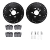 8512-76152 Drilled/Slotted Brake Rotors w/5000 Advanced Brake Pads Kit & Hardware [Black], 2004-2005 Lexus/Toyota/Scion, Positio - image 1