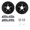 8512-76154 Drilled/Slotted Brake Rotors w/5000 Advanced Brake Pads Kit & Hardware [Black], 1991-1995 Lexus/Toyota/Scion, Positio - image 1