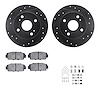 8512-76156 Drilled/Slotted Brake Rotors w/5000 Advanced Brake Pads Kit & Hardware [Black], 1979-1981 Lexus/Toyota/Scion, Positio - image 1