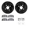 8512-76157 Drilled/Slotted Brake Rotors w/5000 Advanced Brake Pads Kit & Hardware [Black], 1991-1994 Lexus/Toyota/Scion, Positio - image 1
