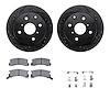 8512-76174 Drilled/Slotted Brake Rotors w/5000 Advanced Brake Pads Kit & Hardware [Black], 1982-1985 Lexus/Toyota/Scion, Positio - image 1