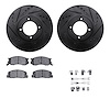 8512-76181 Drilled/Slotted Brake Rotors w/5000 Advanced Brake Pads Kit & Hardware [Black], 1986-1989 Lexus/Toyota/Scion, Positio - image 1