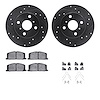 8512-76185 Drilled/Slotted Brake Rotors w/5000 Advanced Brake Pads Kit & Hardware [Black], 1983-1990 Lexus/Toyota/Scion, Positio