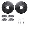 8512-76186 Drilled/Slotted Brake Rotors w/5000 Advanced Brake Pads Kit & Hardware [Black], 1991-1997 Lexus/Toyota/Scion, Positio - image 1