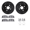 8512-76194 Drilled/Slotted Brake Rotors w/5000 Advanced Brake Pads Kit & Hardware [Black], 1985-1988 Multiple Makes/Models, Posi - image 1