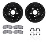 8512-76199 Drilled/Slotted Brake Rotors w/5000 Advanced Brake Pads Kit & Hardware [Black], 1988-1989 Lexus/Toyota/Scion, Positio - image 1