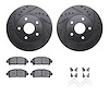 8512-76344 Drilled/Slotted Brake Rotors w/5000 Advanced Brake Pads Kit & Hardware [Black], 1992-1995 Lexus/Toyota/Scion, Positio - image 1