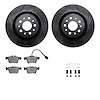 8512-79001 Drilled/Slotted Brake Rotors w/5000 Advanced Brake Pads Kit & Hardware [Black], Fits Select Maserati, Position: Rear - image 1