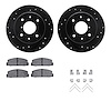8512-80007 Drilled/Slotted Brake Rotors w/5000 Advanced Brake Pads Kit & Hardware [Black], 1986-1988 Ford/Lincoln/Mercury/Mazda, - image 1