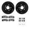 8512-80009 Drilled/Slotted Brake Rotors w/5000 Advanced Brake Pads Kit & Hardware [Black], 1988-1992 Ford/Lincoln/Mercury/Mazda, - image 1