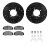 8512-80011 Drilled/Slotted Brake Rotors w/5000 Advanced Brake Pads Kit & Hardware [Black], 1982-1984 Ford/Lincoln/Mercury/Mazda, - image 1