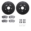 8512-80013 Drilled/Slotted Brake Rotors w/5000 Advanced Brake Pads Kit & Hardware [Black], 1988-1991 Ford/Lincoln/Mercury/Mazda, - image 1