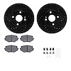 8512-80023 Drilled/Slotted Brake Rotors w/5000 Advanced Brake Pads Kit & Hardware [Black], 1994-2002 Ford/Lincoln/Mercury/Mazda, - image 1