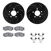 8512-80027 Drilled/Slotted Brake Rotors w/5000 Advanced Brake Pads Kit & Hardware [Black], 2001-2002 Ford/Lincoln/Mercury/Mazda, - image 1