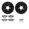 8512-80033 Drilled/Slotted Brake Rotors w/5000 Advanced Brake Pads Kit & Hardware [Black], 2004-2013 Ford/Lincoln/Mercury/Mazda, - image 1